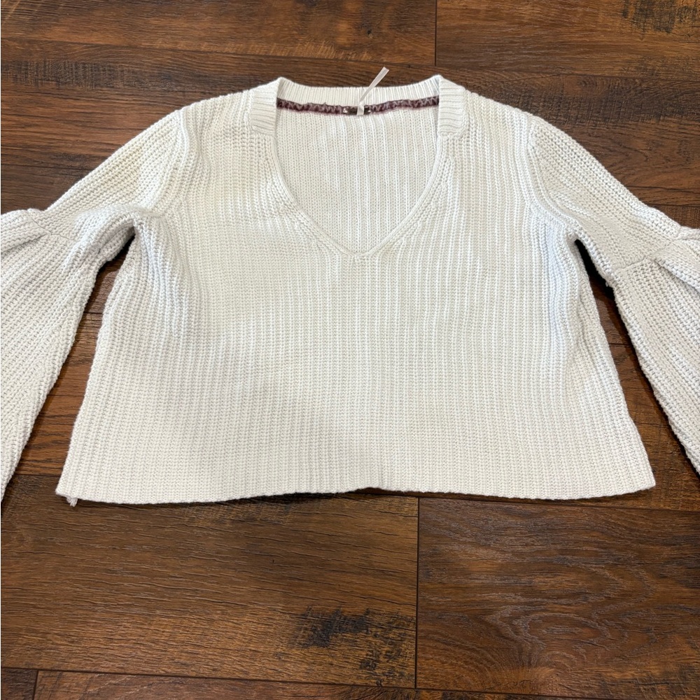 Free people cropped sweater white knit xs - Picture 2 of 4